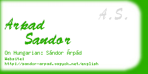 arpad sandor business card
